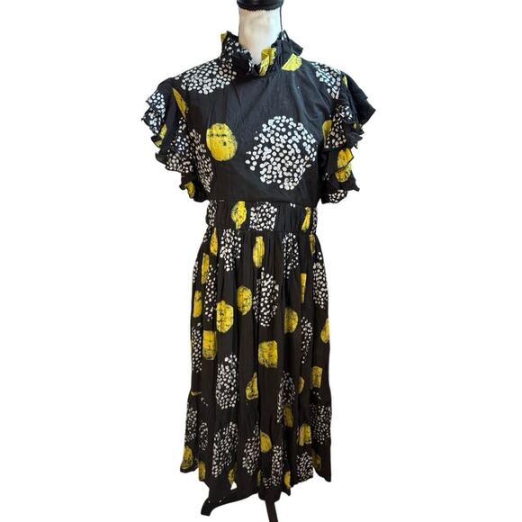 Busayo Black Yellow Puff Sleeve Print Maxi Dress - Picture 2 of 13